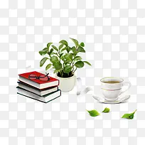 书本眼镜咖啡植物