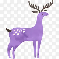 手绘紫色麋鹿