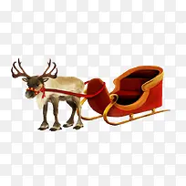 圣诞鹿和雪橇车