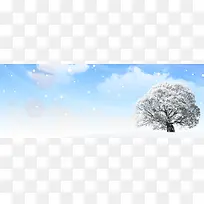 冬季羽绒服雪景清新唯美背景banner