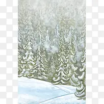 雪地松针树