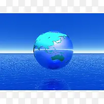 海面上的蓝色地球模型高清