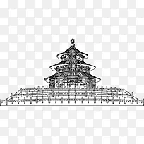 手绘北京天坛故宫