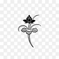 黑色素描莲花