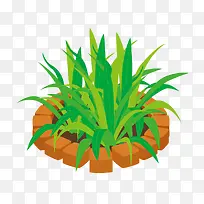卡通简笔画草丛盆栽PNG