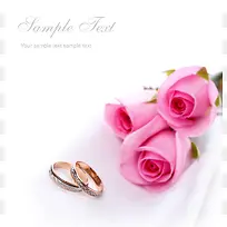 情侣戒指与粉色玫瑰花