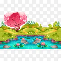 矢量荷花塘