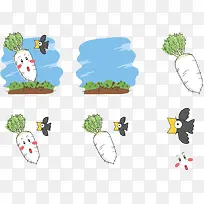 矢量手绘白萝卜表情