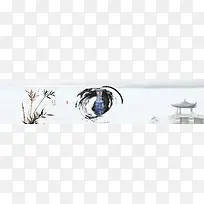 青花瓷中国风竹叶水墨背景banner