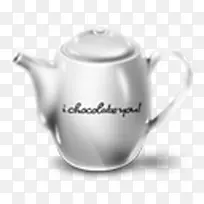 白色银质茶壶