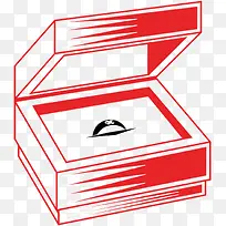 红色线条钻戒盒子