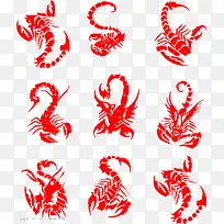 红色剪纸蝎子造型