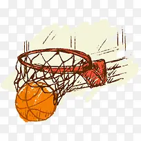 手绘涂鸦篮球框