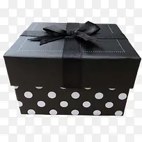 黑色白点黑丝带装饰礼品盒