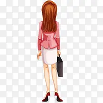 手提公文包的女人背影