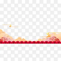 红色中国风祥云底纹免抠