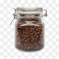 装满咖啡豆的广口瓶实物