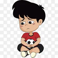 矢量图不开心的小男孩