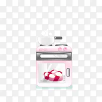 矢量手绘粉色食物烤箱