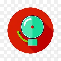 红色清新圆形警报铃图标