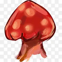 手绘彩色卡通蘑菇水墨