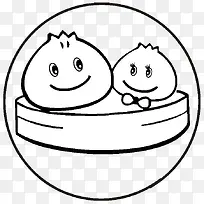 可爱简约风格蒸笼图标简笔画