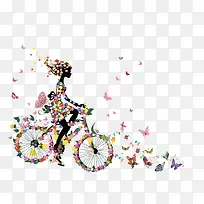 蝴蝶装饰骑自行车