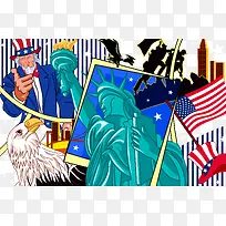 卡通自由女神像美国标志