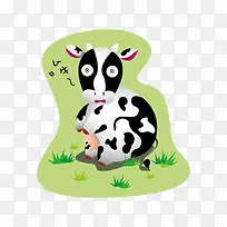 卡通草地上的奶牛