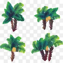 水彩手绘椰子树