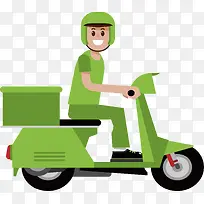 绿色摩托车快递员