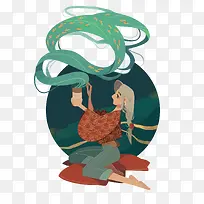 矢量复古少女