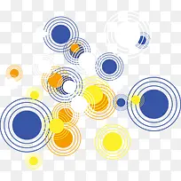 时尚黄蓝色漂浮圆点圆圈