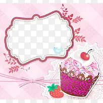 粉红色带图框相框冰淇淋草莓