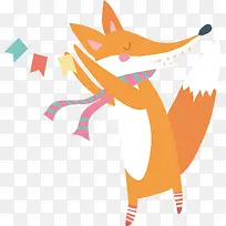 矢量图水彩狐狸装饰
