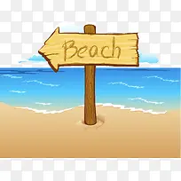 矢量沙滩指示牌