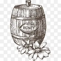 木桶蜂蜜矢量图