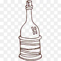 线描红酒瓶