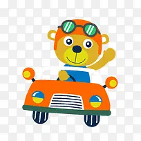 卡通可爱开车的小熊PNG素材