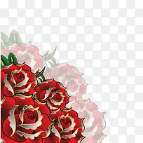 红色玫瑰花背景边框免抠素材