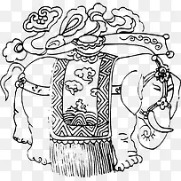 手绘傣族大象图