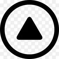 向上箭头的圆形三角形圆形按钮图标