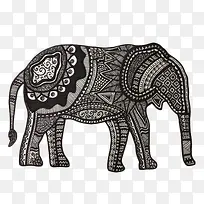 民族花纹大象