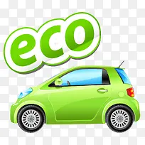 矢量绿色eco汽车
