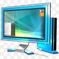 蓝色水晶显示器风格系统PNG图标