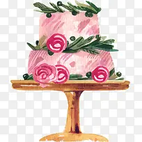 玫瑰裱花粉色蛋糕