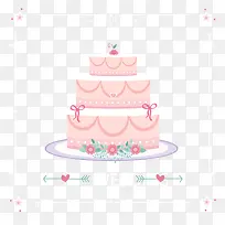 粉色婚礼蛋糕矢量素材图片.