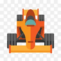 矢量卡通手绘橙色F1赛车免抠图PNG