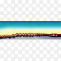 海景桥房子清新背景banner