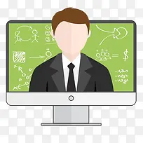 手绘扁平化网上教学课堂